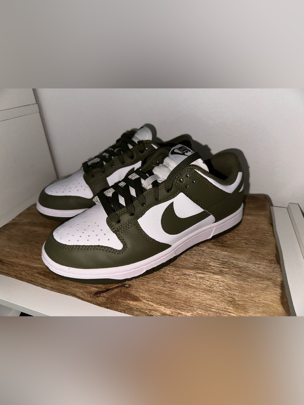 Nike Men's Low-Top Sneakers in Olive Green and White